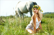 Innocent Sexy Teen by a Horse - pics 10