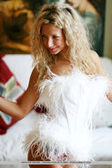 Beautiful Curly Blonde White Corset - pics 00