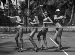 Tight Oiled Babes Playing Tennis - pics 09