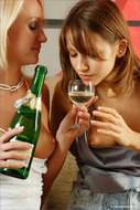 Petite Lesbians Enjoy Champagne - pics 00