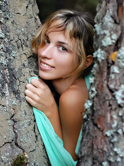 Natalia B in Ulesku - Lovely Blonde with Tan Lines Nude by a Tree