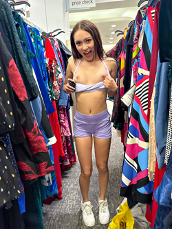 Tight Mall Wear - Mia Flashes her titties in a Store and Toys Pussy